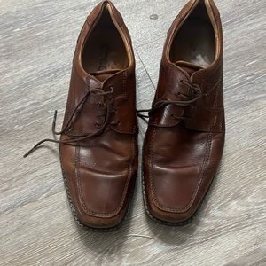 Ecco Oxford Brown Leather Square Toe Lace Up Shoes Size 45